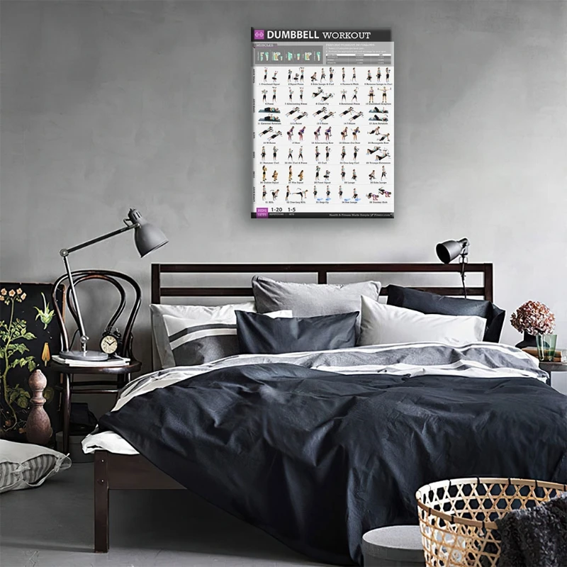 Бодибилдинг Тренажерный зал Спорт фитнес гантели плакат гири тренировка