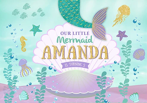 

custom mermaid princess fish birthday party baby child photo background photography backdrops quality vinyl