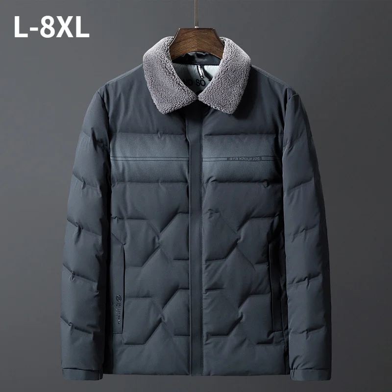 

Брендовая Повседневная мода 2021, Мужская ветровка с меховым воротником, Зимняя парка, куртка, дизайнерская мужская одежда, большой размер 8XL