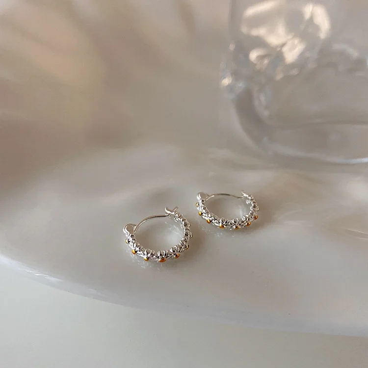 Винтажные модные золотые и серебряные серьги-гвоздики в форме цветка для женщин