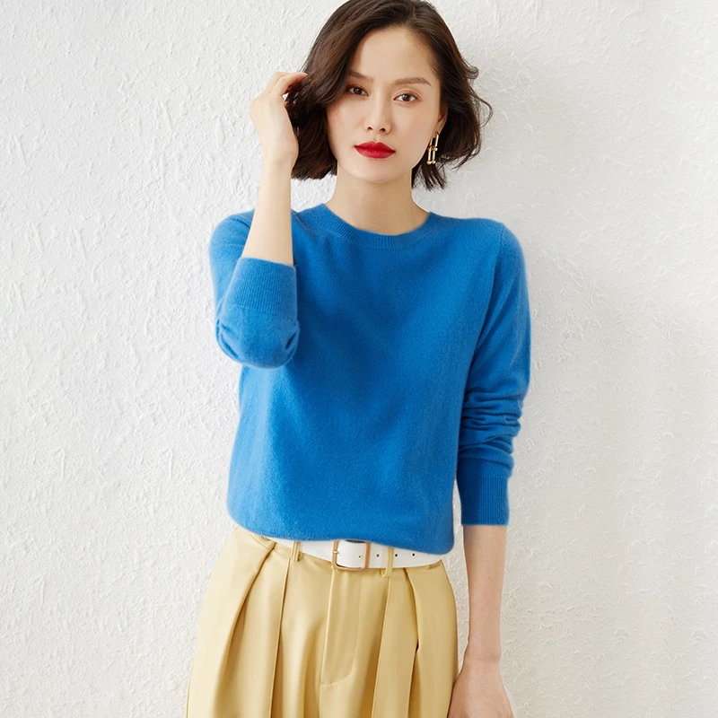 

New women's cashmere sweater autumn and winter round neck cashmere Pullover long sleeve Pullover women's round neck top