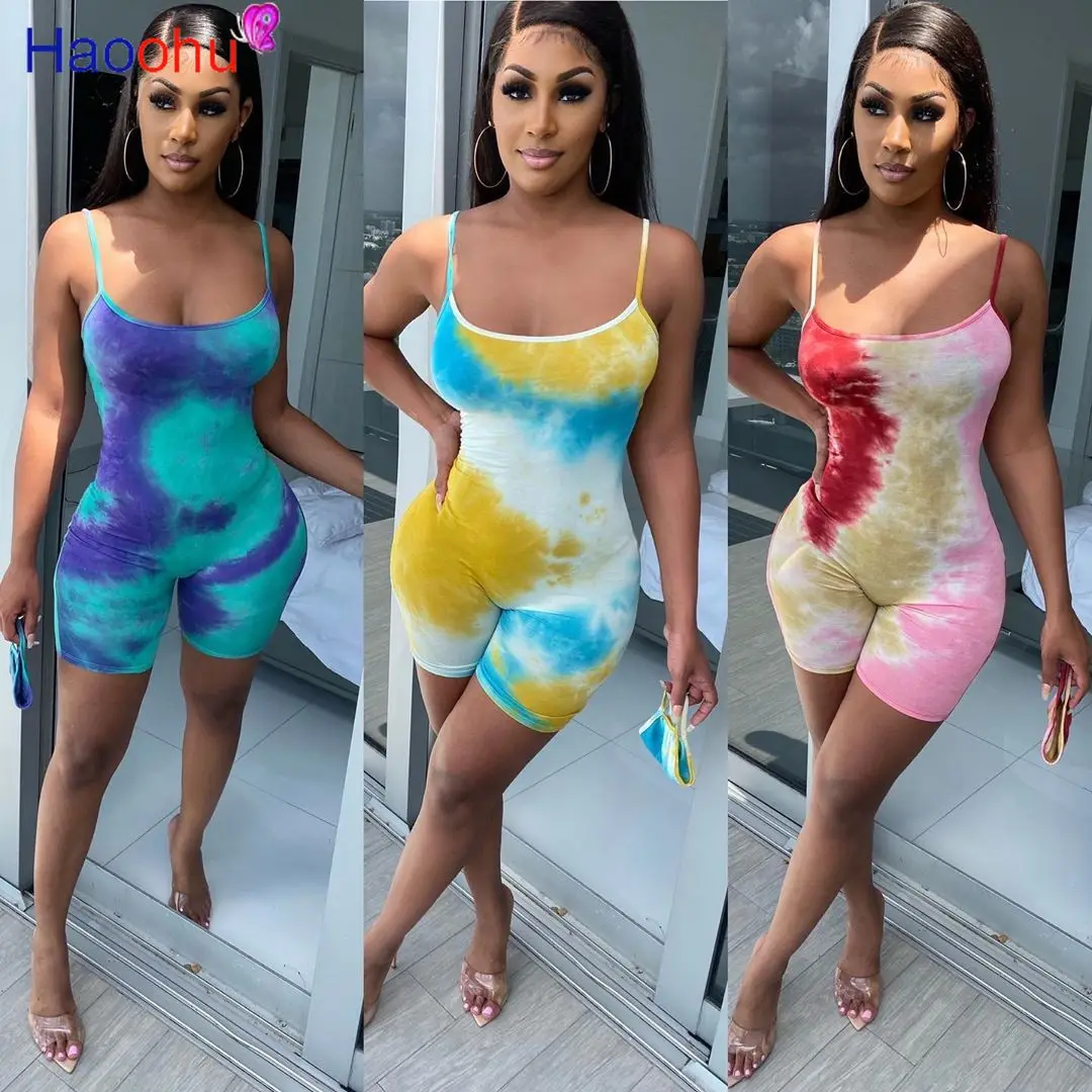 

Женский Облегающий комбинезон на тонких бретельках, с принтом