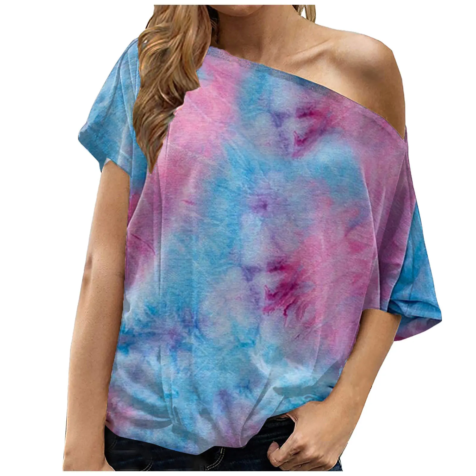 

Sexy Leopard Print Off Shoulder T-shirt Summer Women Casual Bat Short Sleeve Hem Twist Pullover Tops Fashion Street Tie Dye Tees