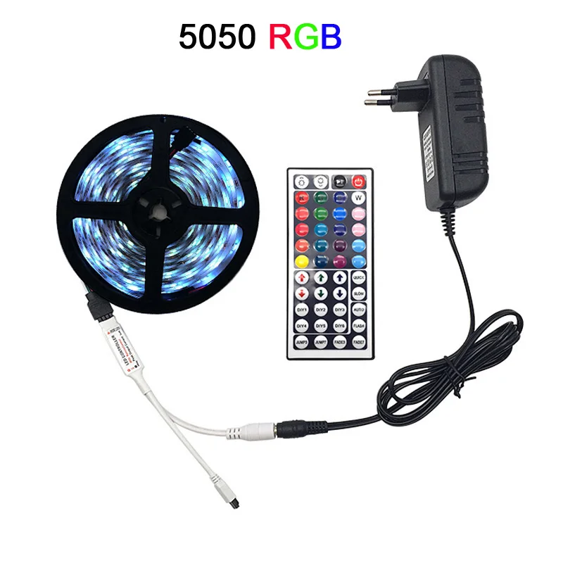 5 м 10 м 15 м WiFi светодиодный светильник RGB водонепроницаемый SMD 5050 2835 12 В 12 В rgb диод гибкая лента Wi-Fi адаптер+ разъем адаптера - Испускаемый цвет: 5050-44Key Control