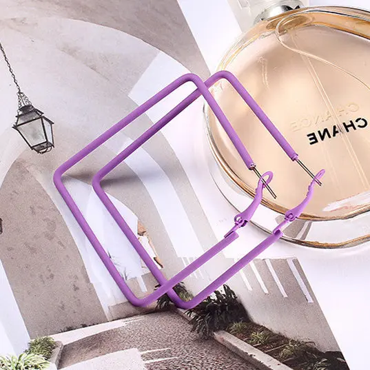 EQ811 Purple Горячая Распродажа, новые Разноцветные серьги-кольца 6 см для женщин, вечерние ювелирные изделия для дискотеки - Окраска металла: EQ811 Purple