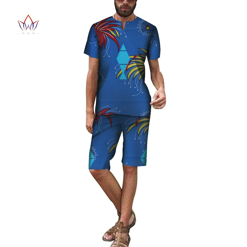 Летняя одежда в африканском стиле мужские лоскутные рубашки и короткие штаны Bazin