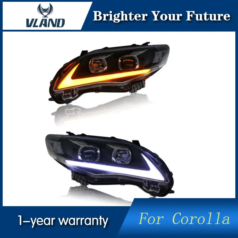 Фары VLAND для Toyota Corolla 2011 2012 2013 СВЕТОДИОДНЫЙ DRL проектор фары с ангельскими глазами