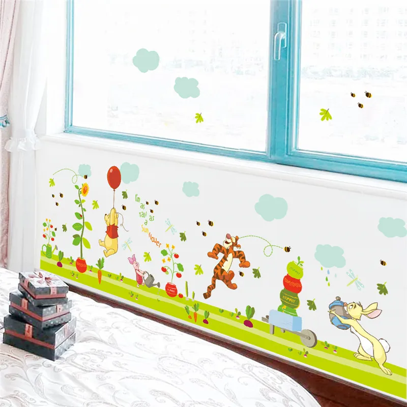 

Disney Cartoon Winnie The Pooh Bear Wall Sticker For Kids Rooms Children DIY Art Mural Wall Decals Paper Baby Room Poster Mural