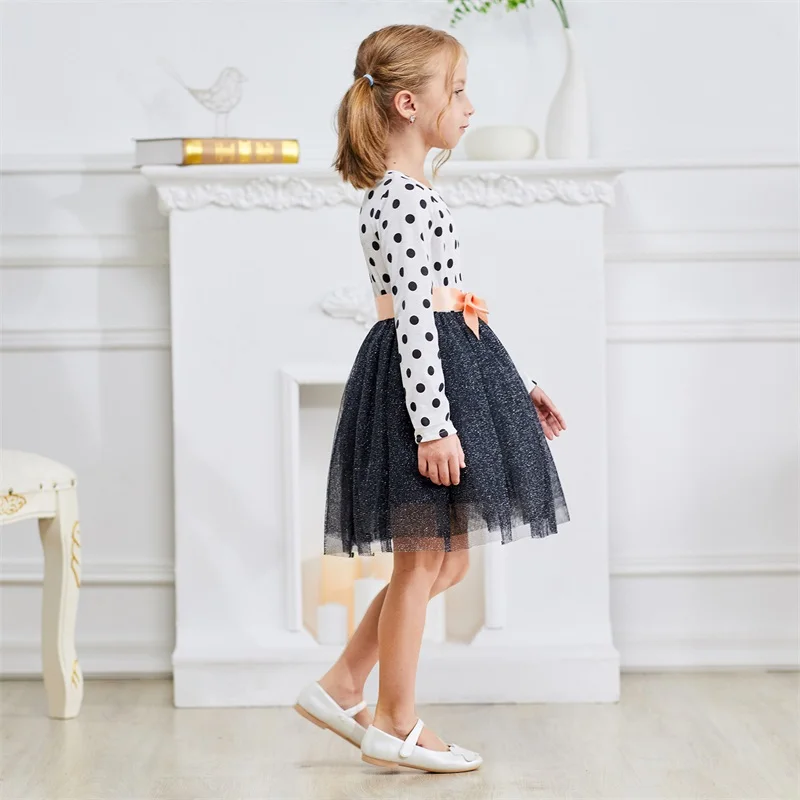Polka Dots Autumn Winter Long Sleeves Girl Clothes Casual Kids Dress for Girls Tutu Party Children Clothing Wear | Детская одежда и