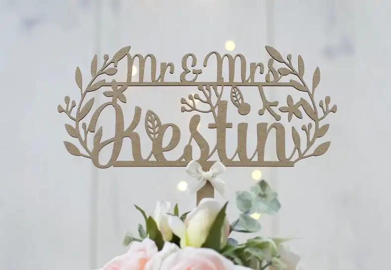 Свадебный торт в стиле &quotрустик&quot Топпер | Mr и Mrs лесной заказной