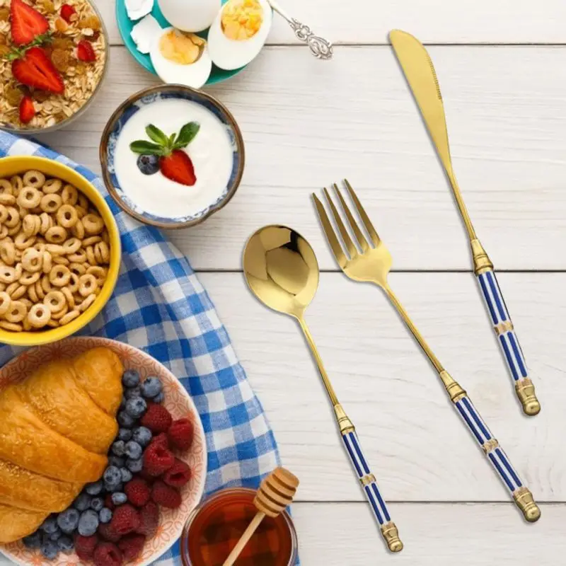 3 шт./компл. золото Кофе ложка вилка столовые приборы набор посуды