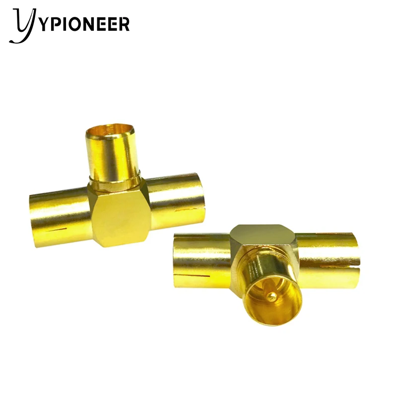 YPioneer C20132 1 шт. ТВ штекер на 2 гнезда Т-тип позолоченный Разъем RF коаксиальный