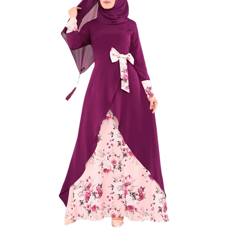 Мусульманское модное платье с бантом, мусульманское платье для женщин, Турецкая абайя, Дубай, европейская одежда, кафтан, мусульманское пла...