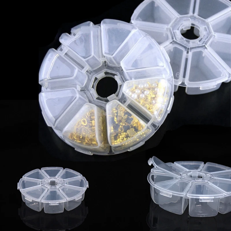 Прозрачный пластиковый чехол для хранения ногтей 8 слотов стразы драгоценные