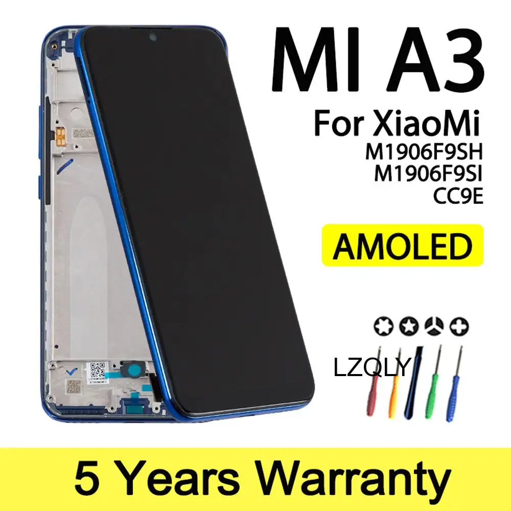 Enlarge Factory Super AMOLED Display For Xiaomi Mi A3 LCD Touch Screen Digitizer Assembly With Frame Lcd For Xiaomi Mi CC9E Display