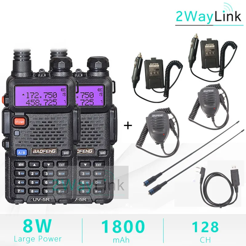 Портативная рация Baofeng UV-5R 8W 1 шт./2 шт. 10 км uv5r для охоты радиолюбительская |