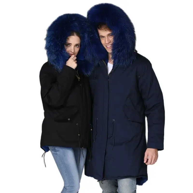 Зимняя черная/темно-синяя парка в итальянском стиле для женщин и мужчин, синяя куртка из искусственного меха, короткая/длинная теплая шуба