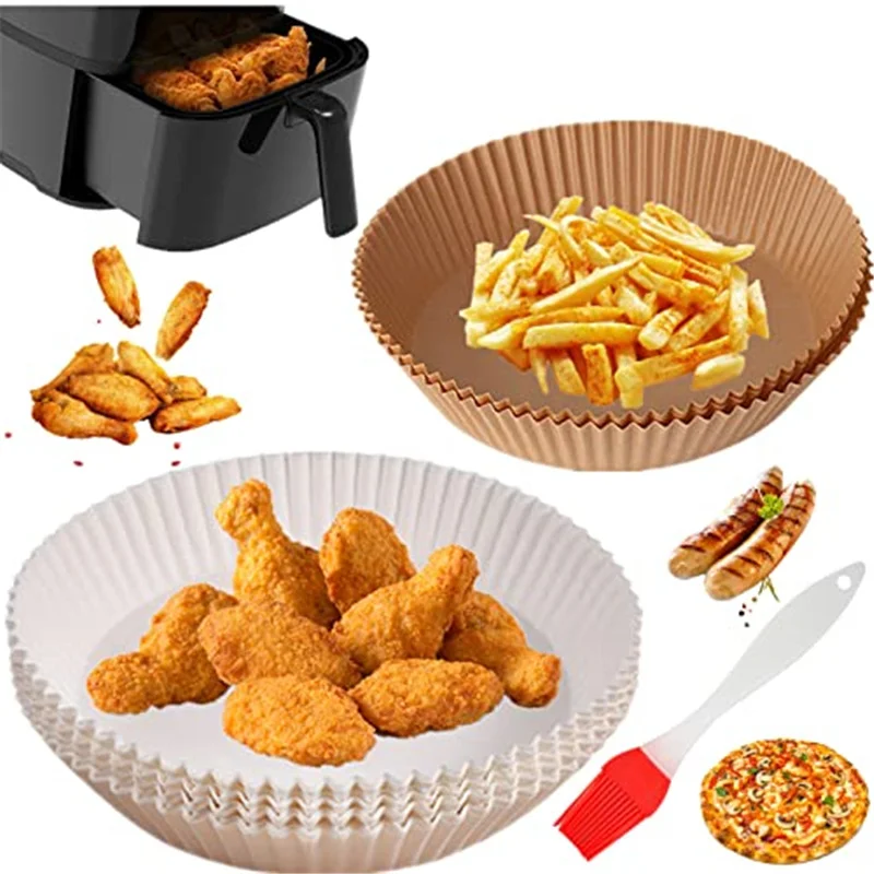 

100/50pcs 16CM Air Fryer Disposable Paper Liner Non-Stick Mat Mat Steamer Round Paper Baking Mats AirFryer Paper Dropshipping
