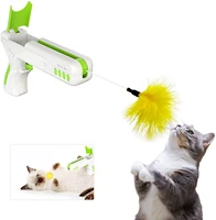 1pc cat teaser feather interactive gun cats interactive relief bounce gun toy wire chaser kitten interactive new game