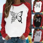Толстовка Женская с принтом бабочки, модный Свободный Повседневный пуловер с длинным рукавом реглан, одежда, Свитер, c50