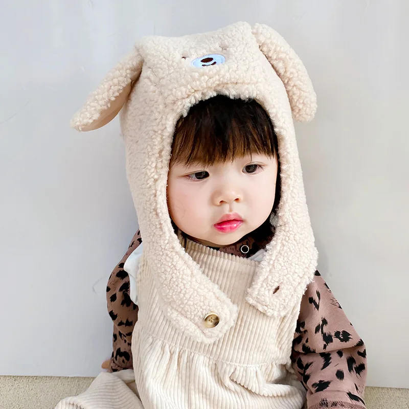 

Baby Boys Girls Winter Hat Kids Thicken Plush Warm Hat Children Cute Puppy Shaped Hats Kids Accessories