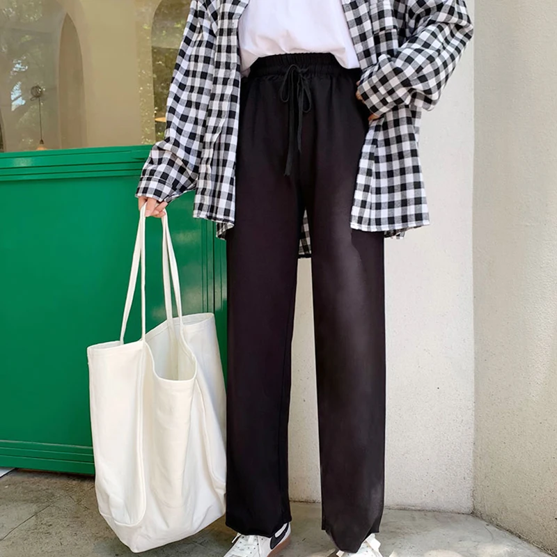 

HWLZLTZHT Cotton Vintage Pants Women 2020 Spring Casual Drawstring Trousers Women Loose Wide Leg Stretch Sports Pants