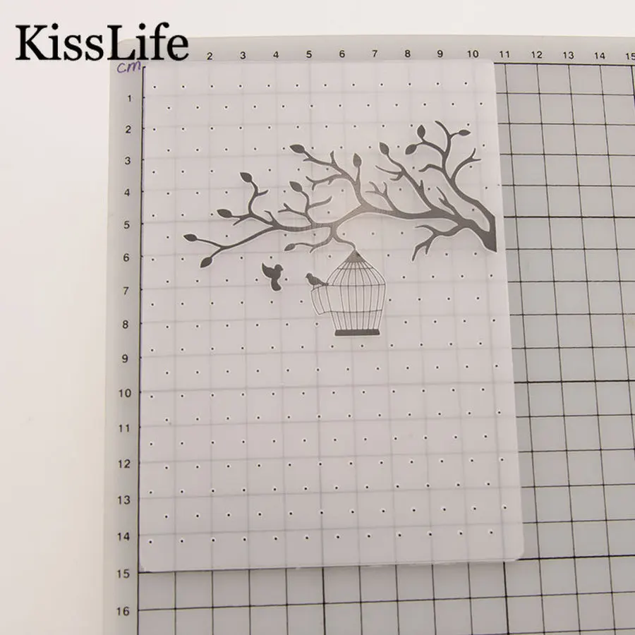2019 New Tree Branches Cute Birds Cage Circle Dots Plastic Embossing Folders for Scrapbooking Paper-card Christmas | Дом и сад