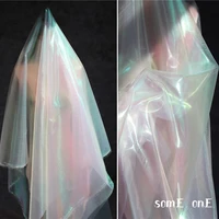 pink fluorescent tulle lace fabric organza diy veil party decor bazin riche gradient color dress laser designer fabric 50150cm