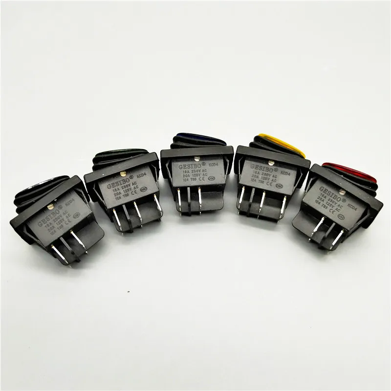 1 шт. Kcd4 20A / 250V 4 контактный 12V 24V 110V 220V 30x22 DPST IP67 море светодиодный водонепроницаемый