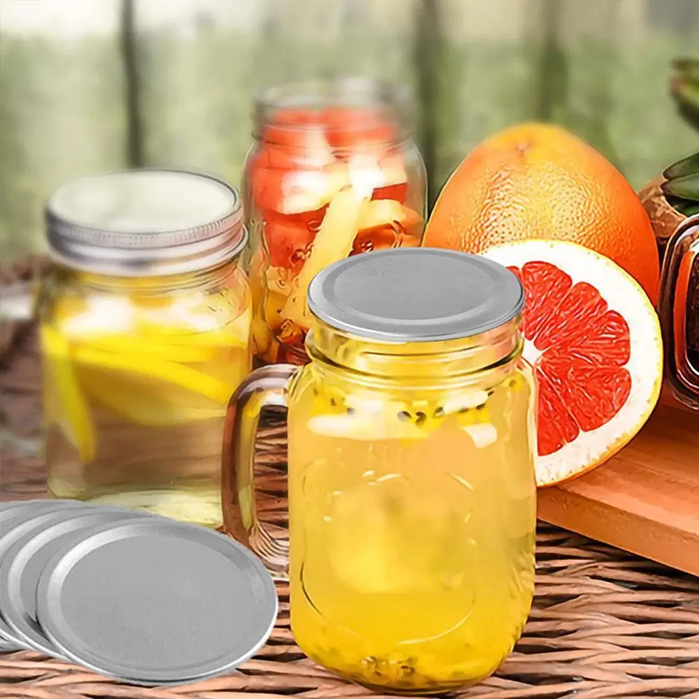 

50pcs/set Regular Mouth 70MM Mason Jar Canning Lids, Reusable Leak Proof Split-Type Silver Lids with Silicone Seals Rings