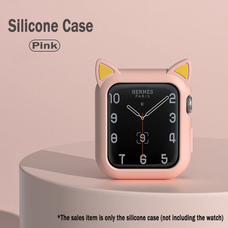 

watch case for apple watch 6 SE 5 4 40mm 44mm protector cover Silicone Cartoon Cat Ears Case For iWatch Series 3 2 42mm 38mm