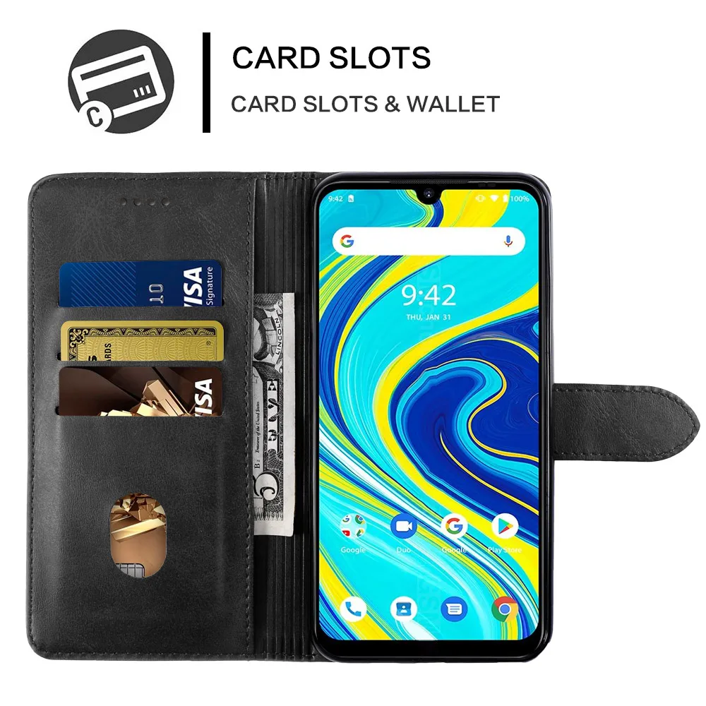 Чехол книжка с отделением для карт Umidigi A7 Pro чехол из искусственной кожи зернистой