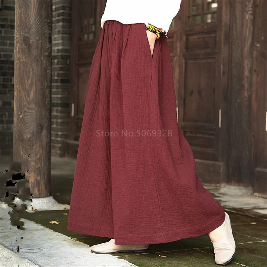 Пикантные свободные льняные штаны для йоги с широкими штанинами Женские