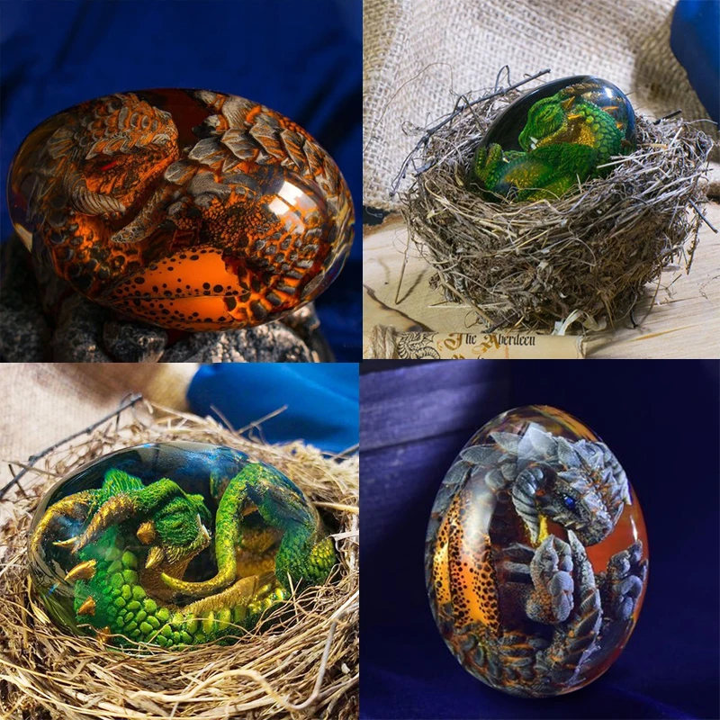 

Luminous Dinosaur Egg Souvenir Collection Lava Dragon Egg Gift Dinosaur Antique Toy Resin Sculpture Dragon Crystal Home Decor