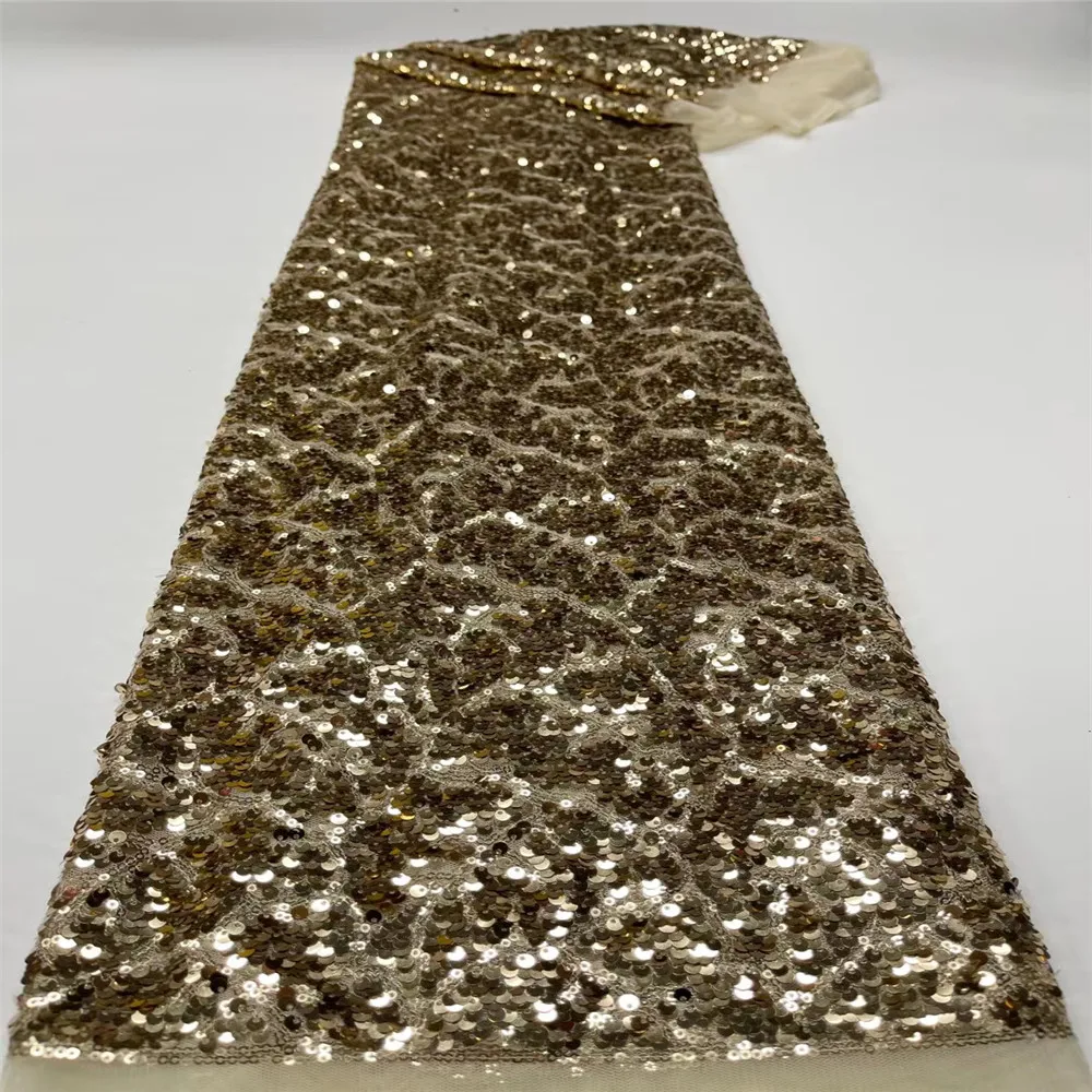 

Hot Sale Sequins Lace Fabric African Lace Fabric 2021 High Quality Nigerian French Lace Fabric For Bridal Material