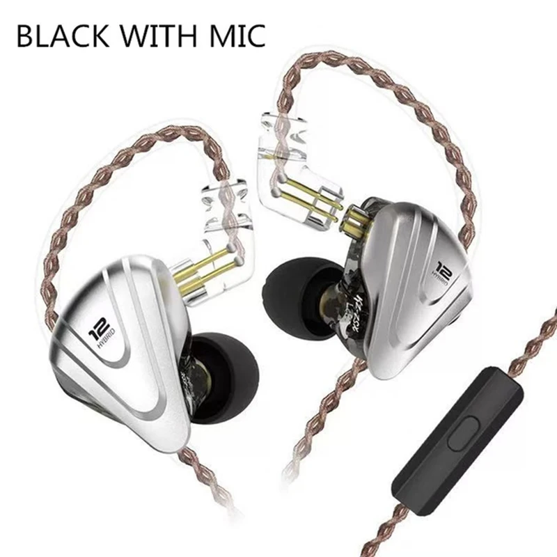 black with mic KZ ZSX Терминатор 5BA+ 1DD 12 блок гибридные наушники-вкладыши HIFI металлическая гарнитура Музыка Спорт ZS10 PRO AS12 AS16 ES4 ZSN PRO DMG DMS - Цвет: black with mic