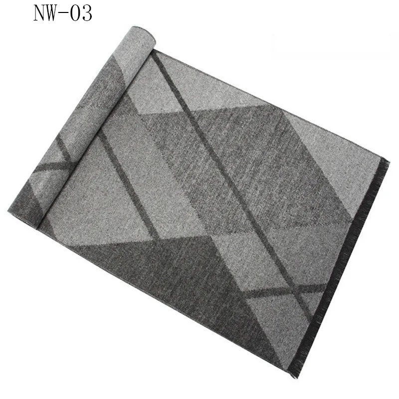 Классический теплый клетчатый длинный деловой мужской шарф утолщенный