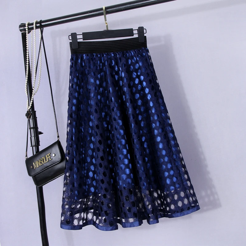 Женская ажурная юбка GIGOGOU Корейская сетчатая с высокой талией кружевное