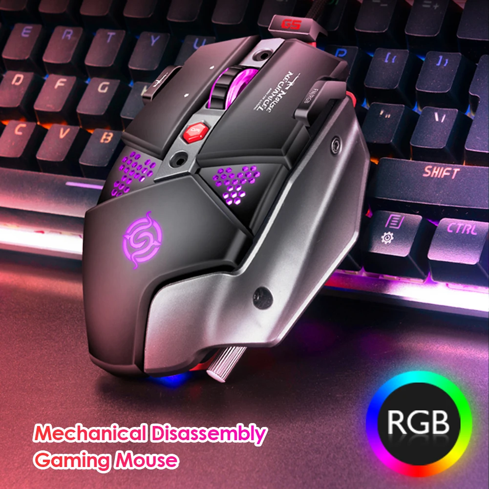 

Pro Gamer G9 Metal Mechanical Button Mouse Office Notebook Mice Mouse USB Wired RGB Backlight Mice for PC Computer