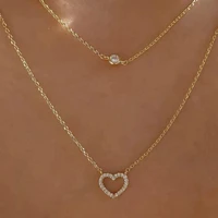 ywzixln 2021 trend elegant jewelry crystal heart pendant necklace golden color unquie women fashion necklace wholesale n0202