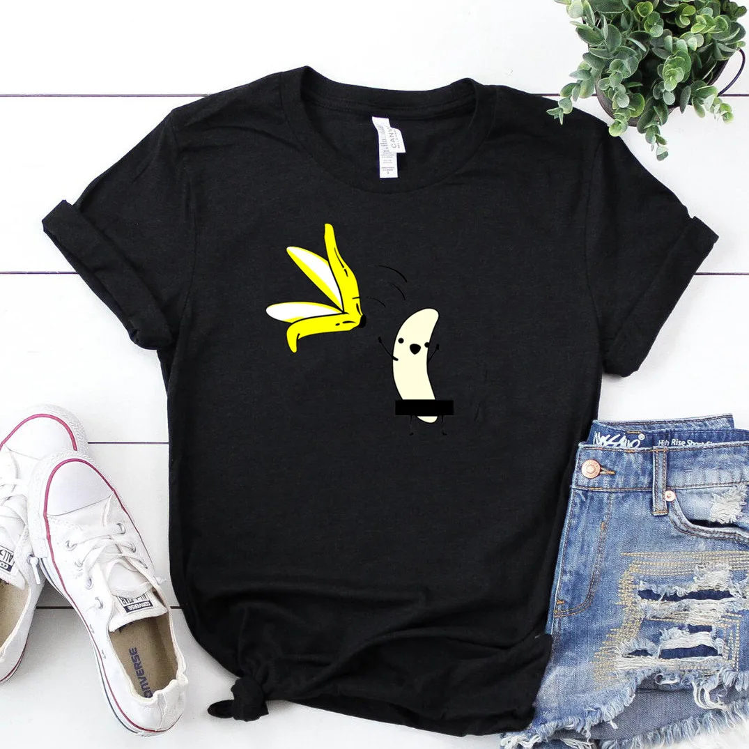 Женские милые белые и черные футболки с банановым принтом Fuuny Kawaii женские летние