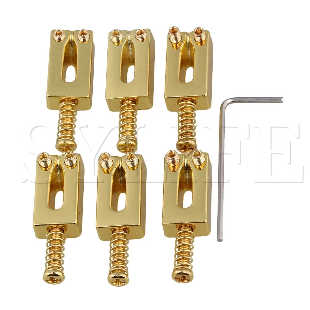 

6 x Metal Tremolo Bridge Saddles Set for Electric Guitar 32mm Golden