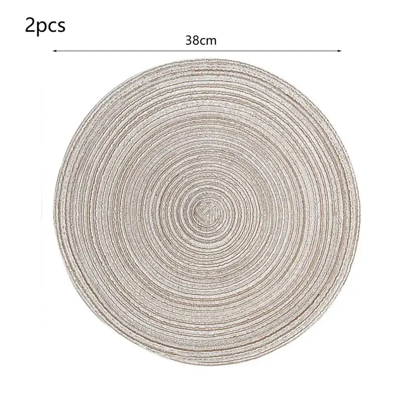 

2 PCS Round Placemats Woven Heat Resistant Place Mats Non-Slip Kitchen Table Mats For Dining Table Living Room Study