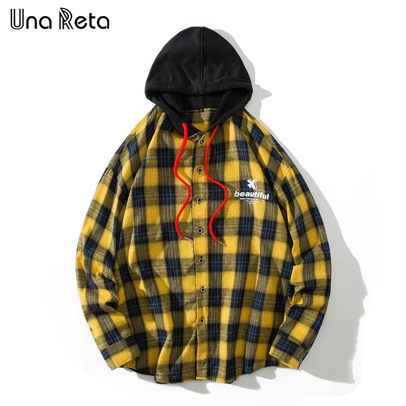 Мужская рубашка с капюшоном Una Reta брендовая Повседневная однобортная в стиле