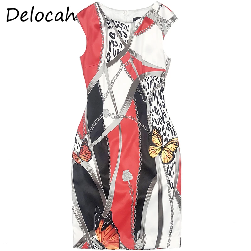 

Женское короткое вечерние без рукавов Delocah, летнее облегающее платье-карандаш с принтом, 2021