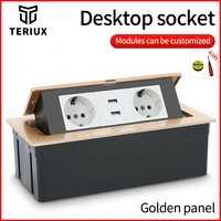 wholesale eu france uk us desktop power outlet color golden usb pop up table mount socket