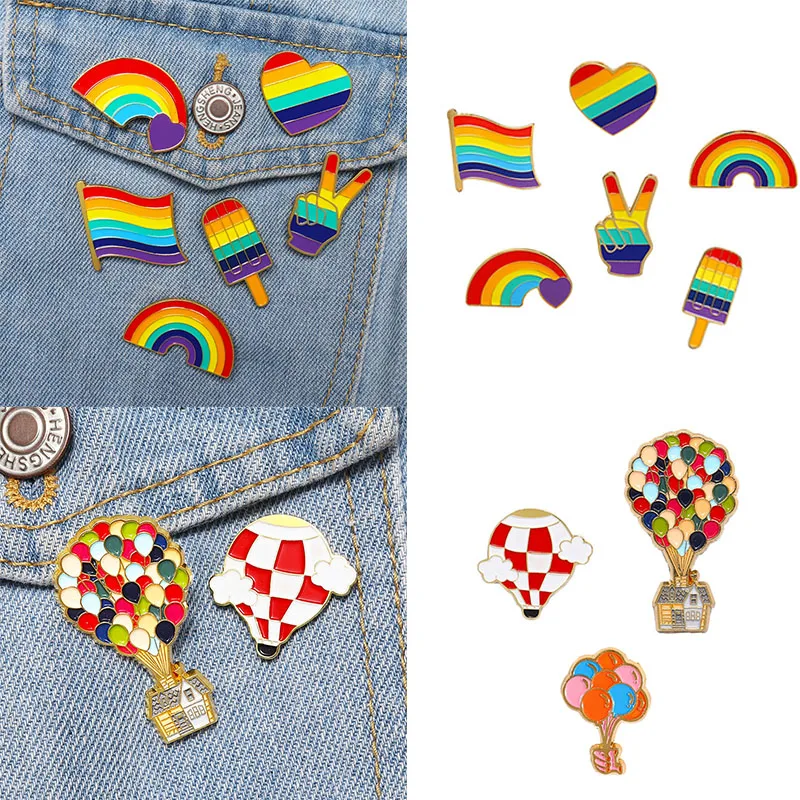 LGBT радужные булавки Цветная брошь в форме воздушного шара флаг победный палец