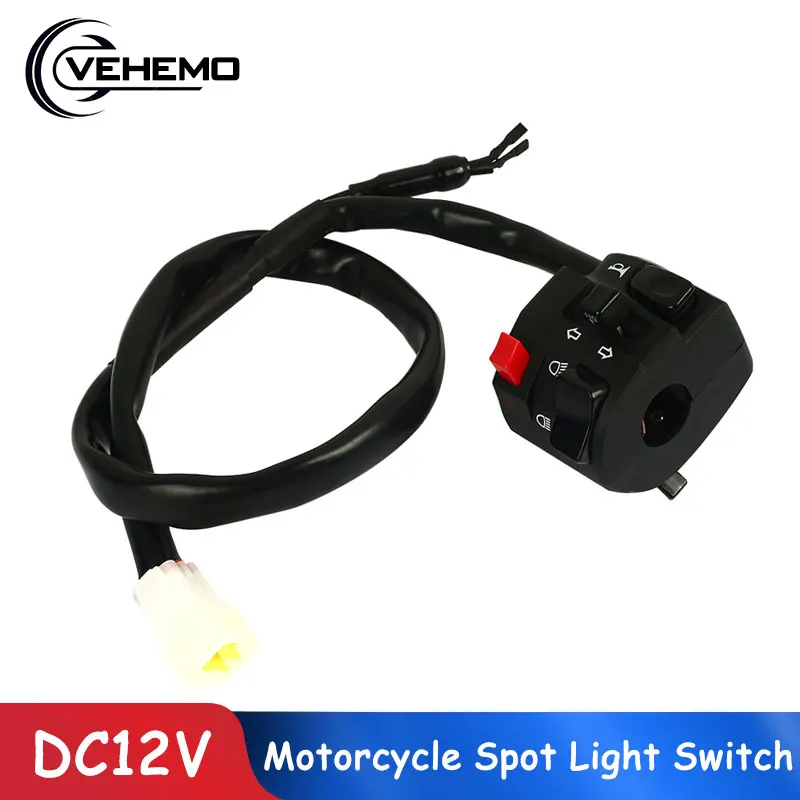 

Vehemo Motorcycle Spot Light Switch Handlebar Switch Replacement Parts Lights Switch for ATV Motorcycle Accessories Fog Light