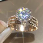 Высококачественные роскошные большие обручальные кольца из белого золота с полным алмазным камнем европейские женские и мужские кольца