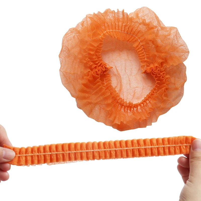 orange 200 шт одноразовые плиссированные эластичные сетчатые формы нетканые банные шляпы для наращивания ресниц Прозрачные водонепроницаемые шапки для волос шапочка для душа - Цвет: orange